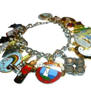 Vintage TOPS Club Weight Loss Achievement Charm Bracelet 1991 1992 Enamel Charms